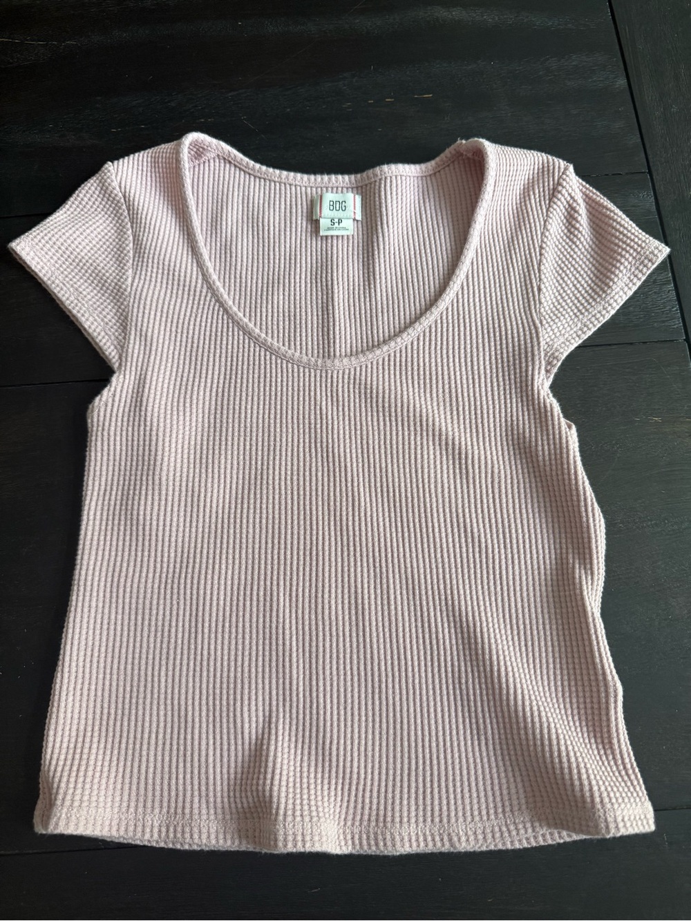 BDG Pale Pink Ribbed Scoop Neck Tee